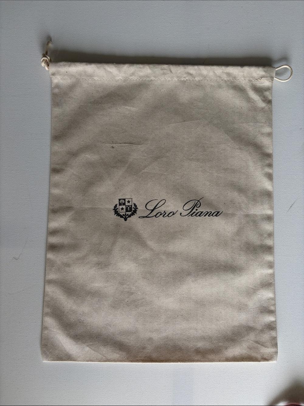Loro Piana Cream Drawstring Dust Pouch with Logo